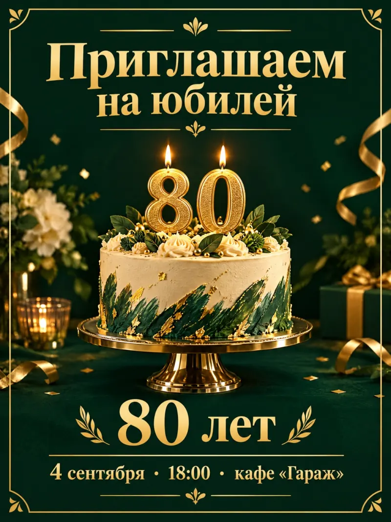 Приглашение на юбилей 80 лет