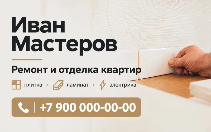 Визитка мастера по ремонту квартир