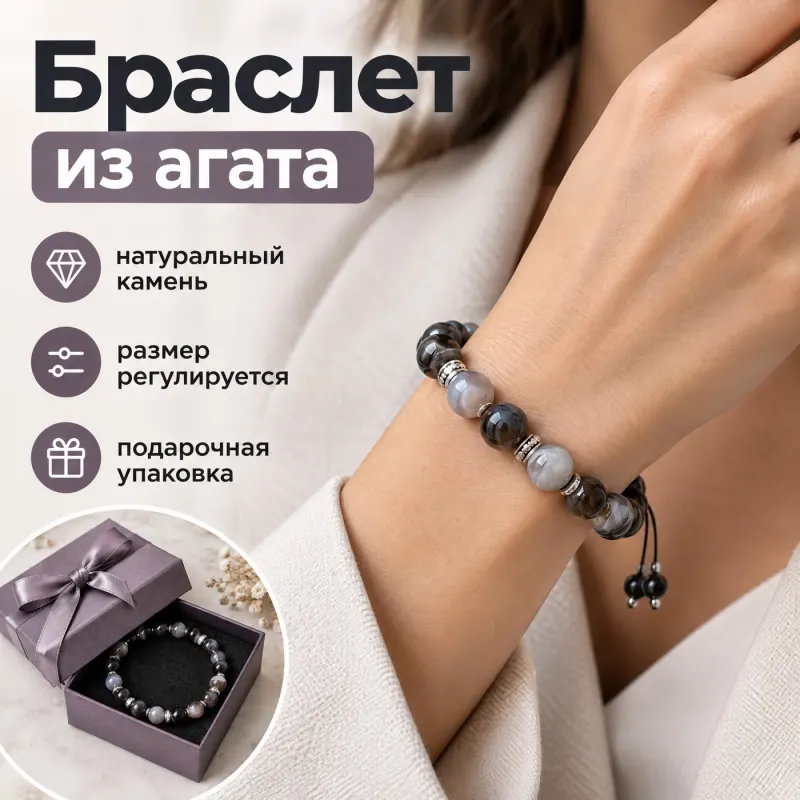 Карточка товара для маркетплейса: браслет из агата