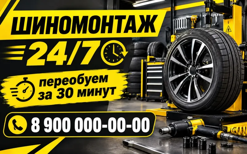 Рекламный баннер шиномонтажа