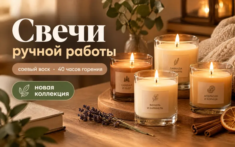 Баннер магазина свечей на маркетплейсе